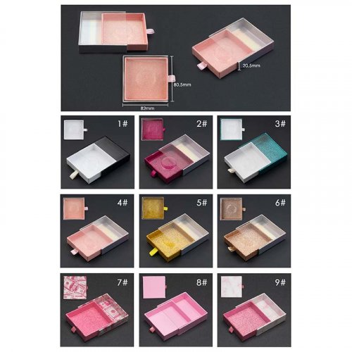 Square pull type false eyelash box